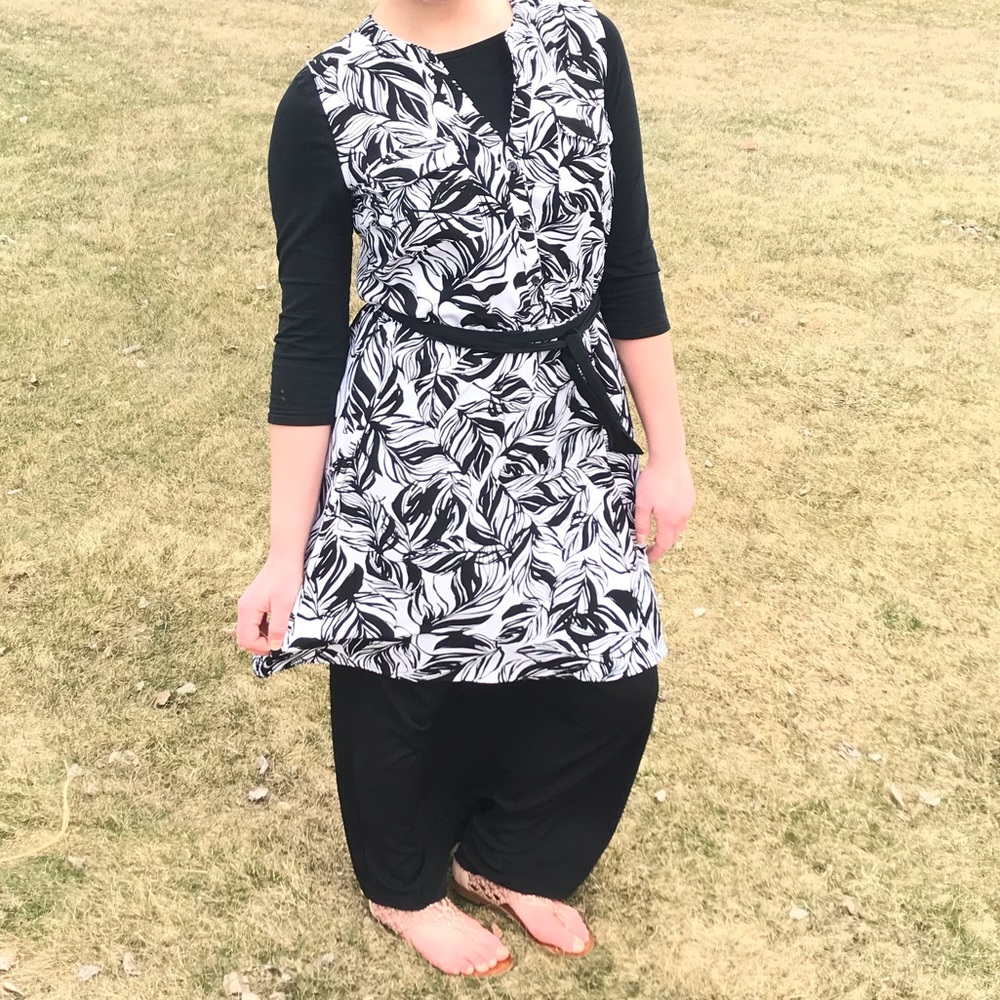 Black and White Midi Dress